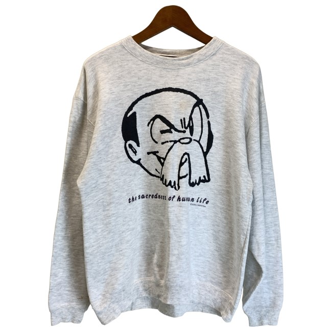 【中古】 TEZUKA PRODUCTION 汗水 90s vintage 90年月日 OLD (c)TEZUKA PRODUCTION 長袖 トップス 労働者の一団のど首 裏毛 文字記号 刷り上げる 古着 /1953