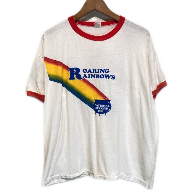 【中古】 RUSSELL ATHLETIC リンガーT 70s-80s vintage 80年代 OLD Tシャツ 半袖 カットソー トップス クルーネック プリント 古着 /7309