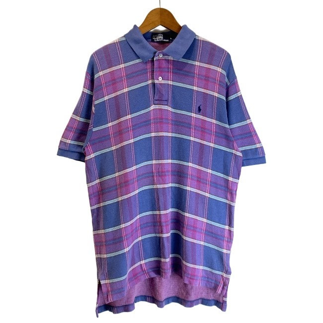 【中古】　POLO by RALPH LAUREN　ポロシャツ　半袖　トップス　チェック　ワンポイント　スモールポニー　刺しゅう　古着　/2003