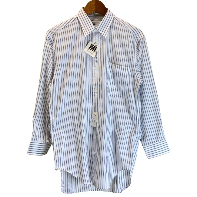 【中古】　MIYAKE DESIGN STUDIO　ストライプシャツ　長袖　トップス　レギュラーカラー　胸ポケット　ドメスティック　古着　/1156