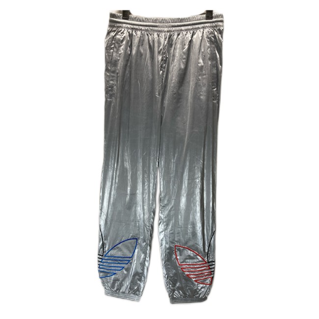 【中古】　adidas　ナイロンパンツ　シャカパン　ボトムス　ウエストゴム　ブランドロゴ　トレフォイル　刺しゅう　裏地メッシュ　スポーツ　古着　/1043
