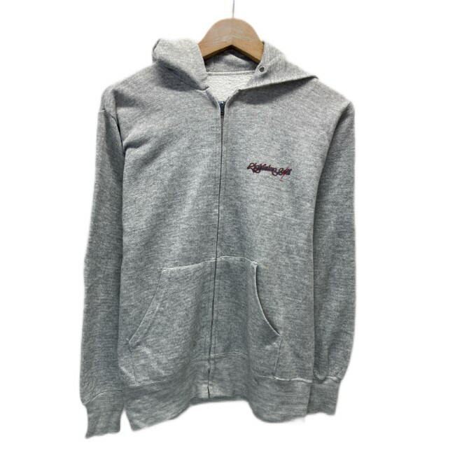 【中古】　Lightning Bolt　ジップアップパーカー　90s vintage　90年代　フルジップ　フード　裏起毛　両面プリント　ブランドロゴ　USA製　古着　/1591｜KINJIusedclothing