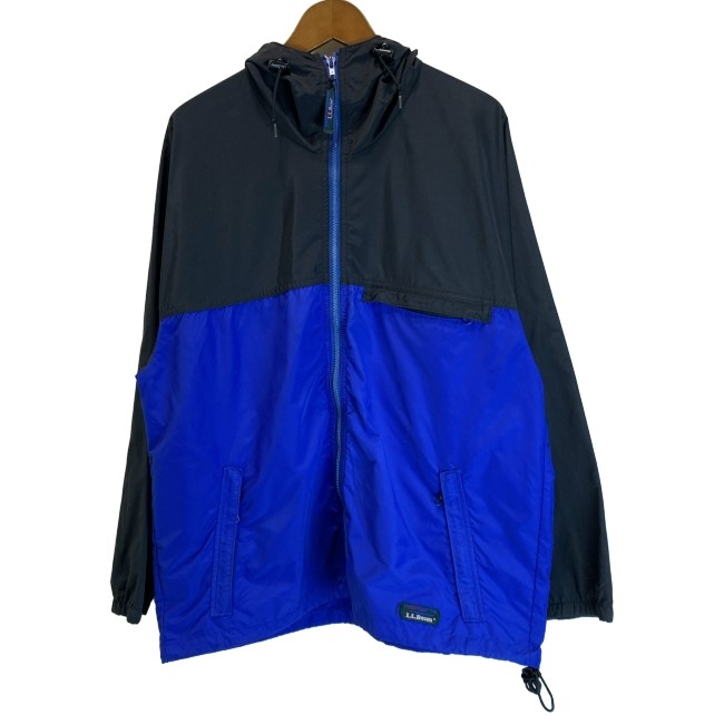 【中古】 L.L.Bean ナイロン前掛け 山岳パーカー ボンネット フルジップ 無地 バイ色つや USA製 アウトドア 古着 /1151