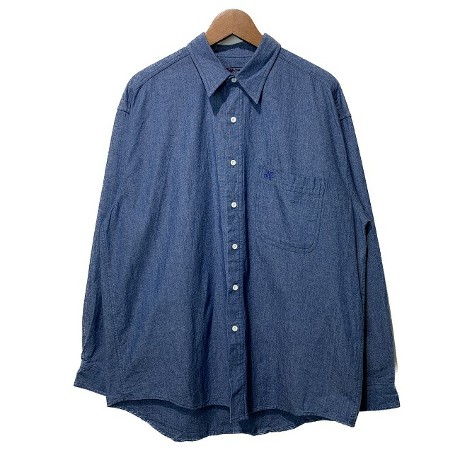 【中古】　GAP　長袖シャツ　90&rsquo;s vintage　old gap　ワンポイントロゴ　無地　ロゴ刺しゅう　ポケット付き　デニム　ビッグサイズ　古着　/1596｜KINJIusedclothing