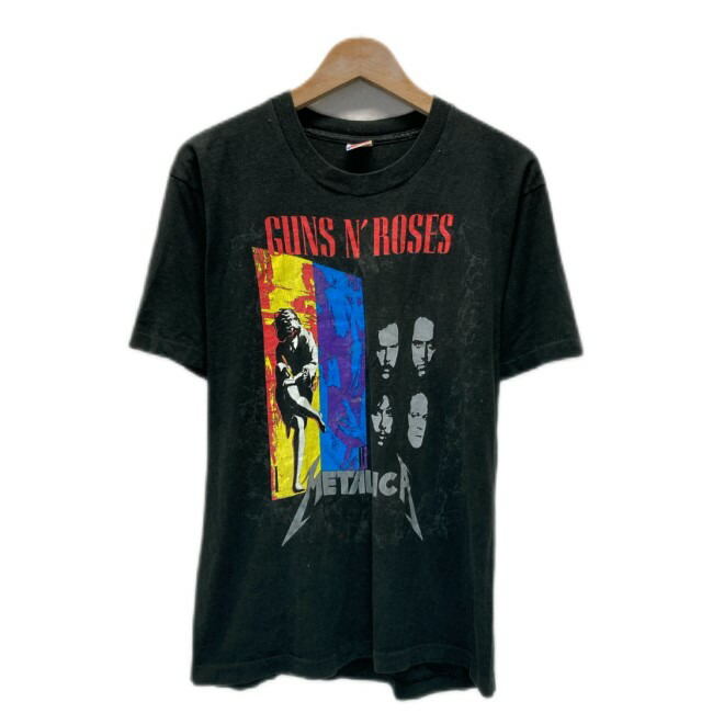 【中古】　FRUIT OF THE LOOM　METALLICA × Guns N' Roses　バンT　90s vintage　90年代　Tシャツ　半袖　プリシュランク　1992　スタジアムツアーグッズ　ロック　対バン　USA製　古着　/1930
