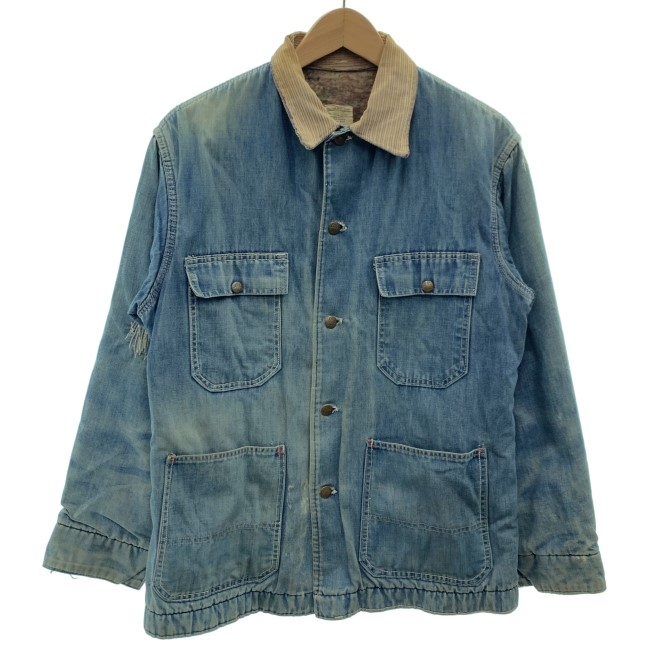 【中古】　BIG MAC　カバーオール　70s vintage　70年代　OLD　デニムジャケット　襟コーデュロイ　バックプリント　裏地ブランケット　アメカジ　古着　/1964