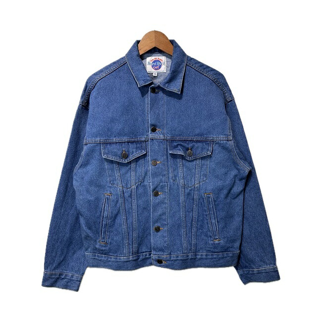 【中古】　Hard Rock　デニムジャケット　90s vintage　90年代　Gジャン　アウター　刺しゅう　HOLLYWOOD　アウター　USA製　古着　/1930