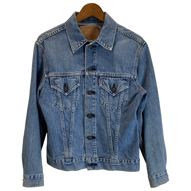 【中古】 Levi\u0027s ジーンズ上衣 3rd 90s vintage 90年月日 OLD 96年製 目じるしJ09 71557-02 トラッカージャケット Gジャン 向こう正面衣嚢 日本製 アメカジ 古着 /0134