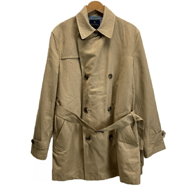 【中古】 Brooks Brothers トレンチコート 二分の一厚地の外套 上衣 アウター 綿織物 リネン ダブル名取り草 無地 胴締め有 虚蝉心地好い 古着 /0136