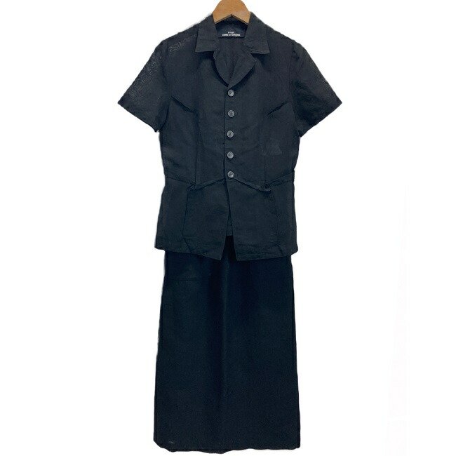 【中古】 tricot COMME des GARCONS セットアップ 90’s vintage 半袖トップ タイトスカート 明けっ広げ色合い 並み並み丈 リネン 羊毛 AD1995 日本製 古着 /2496