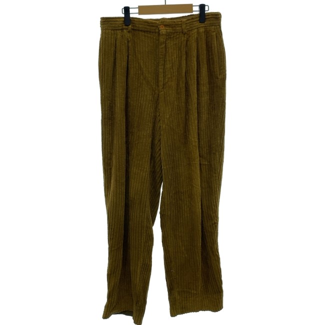 【中古】 C.P. COMPANY コール天ズボン下 スラックス ジップフライ 無地 ツータック 太畝 日本製 古着 /1156
