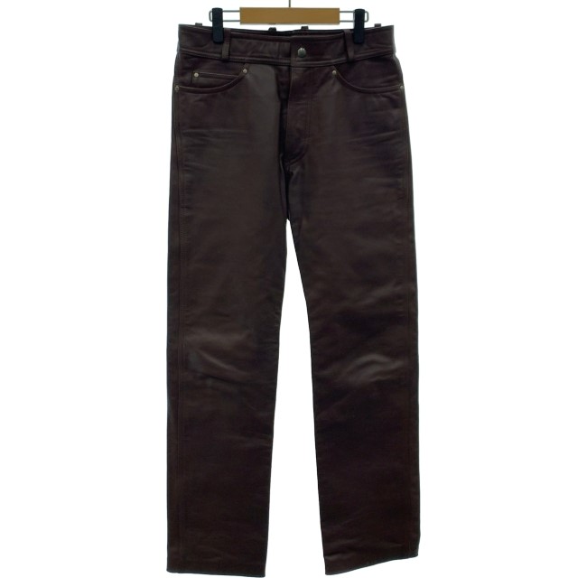 【中古】　HARLEY-DAVIDSON　レザーパンツ　ジップフライ　無地　リアルレザー　アメカジ　古着　/1586｜KINJIusedclothing