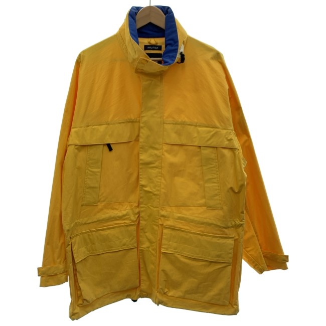 【中古】NAUTICA ナイロン前掛け ハイネック フルジップ 無地 厚地の外套大きさ 表どおり 古着 /1598