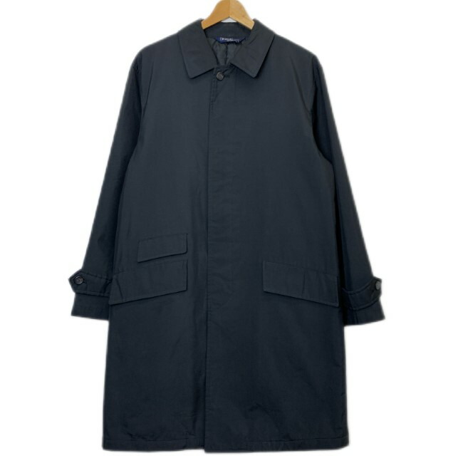 【中古】 POLO by RALPH LAUREN ステンカラー厚地の外套 90s vintage 90年月日 年寄りの引き船 ロング厚地の外套 アウター 無地 向こう正面衣嚢 古着 /0136