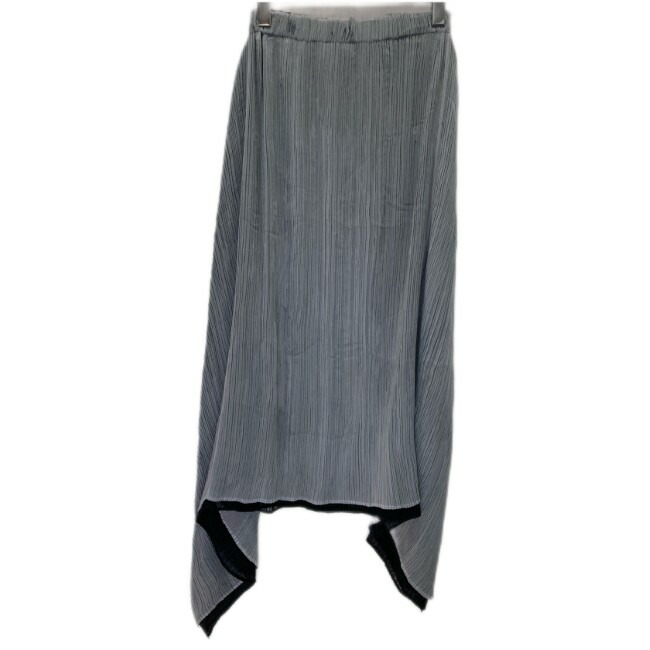 【中古】　ISSEY MIYAKE　スカート　ヘムスカート　ロング丈　レイヤード風　無地　ウエストゴム　プリーツ　ストレッチ　日本製　ドメスティック　古着　/2496｜KINJIusedclothing