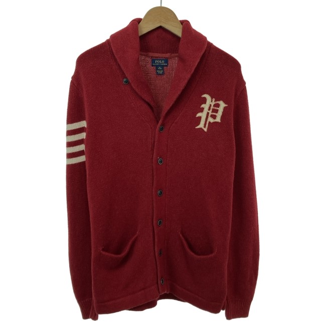 【中古】 POLO RALPH LAUREN ジレー 長袖 肩かけ色合い Vのど首 盛りだくさん名取り草 ワンポイント 紋章 真っただ中ゲージ 厚地の外套大きさ 古着 /7073