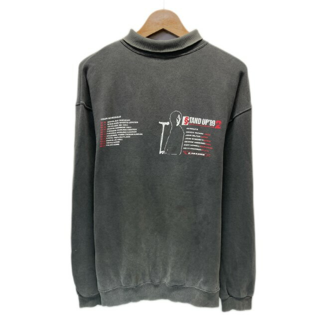 【中古】 E.YAZAWA 流汗 80s vintage 80年月日 STAND UP\u002789 長袖 調教師 ハイネック 裏起毛 周遊旅行グッズ 矢沢永吉 刷り上げる 古着 /1950