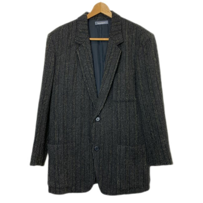 【中古】　ISSEY MIYAKE MEN　テーラードジャケット　80s vintage　80年代　筆タグ　ウールジャケット　アウター　ストライプ　シングルボタン　日本製　ドメスティック　古着　/1156｜KINJIusedclothing