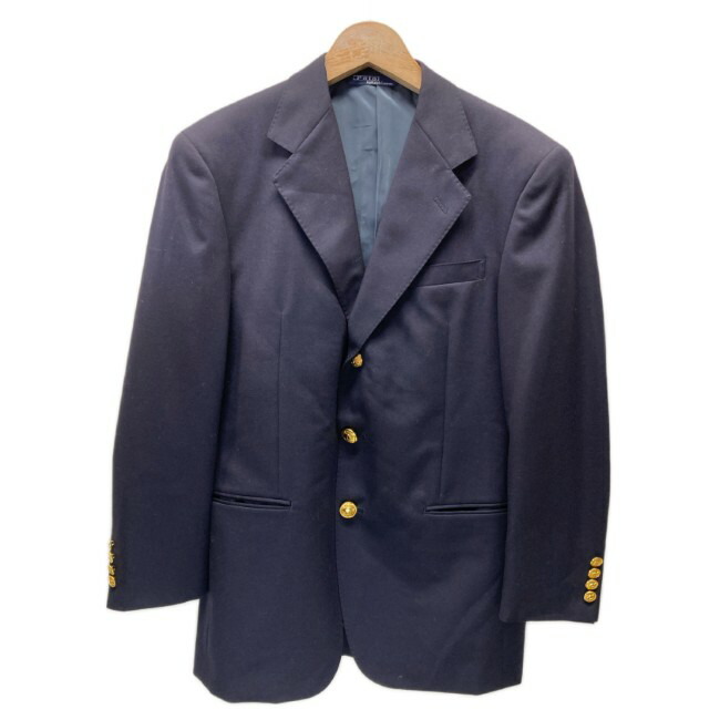 【中古】 POLO by RALPH LAUREN テーラードジャケット 90s vintage 90年月日 年寄りの引き船 羊毛上衣 アウター 無地 シングル名取り草 日本製 古着 /1584