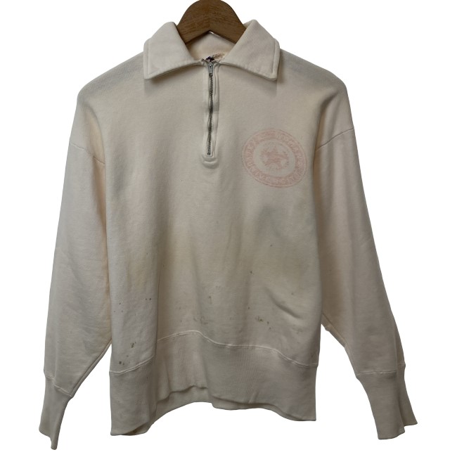 【中古】 Champion 汗水 50s vintage 50年月日 OLD ハーフジップ ティーシャツ 裏起毛 刷り上げる アメカジ 古着 /4387