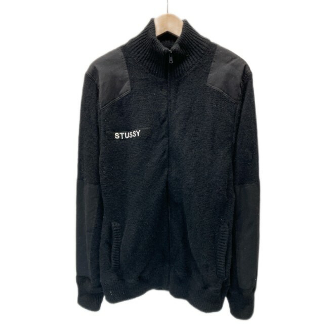 【中古】　STUSSY　ジップアップセーター　長袖　セーター　ハイネック　フルジップ　無地　ワンポイント　ブランドロゴ　刺しゅう　プリント　ストリート　古着　/1587｜KINJIusedclothing