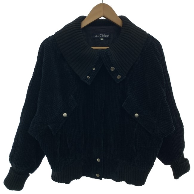 【中古】 Miss Chloe コール天上衣 フルジップ 無地 日本製 古着 /2497