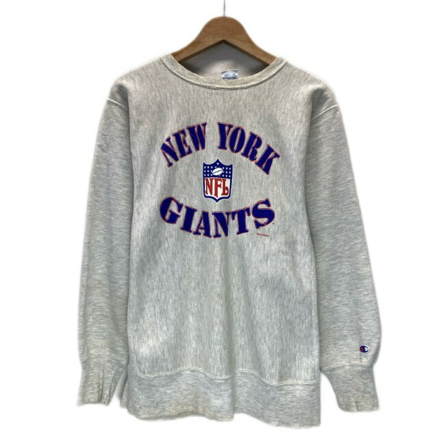 【中古】 Champion REVERSE WEAVE 汗水 90s vintage 90年月日 縫い引き舟 長袖 調教師 労働者の一団のど首 裏起毛 刷り上げる NEW YORK GIANTS USA製 アメカジ 古着 /1591
