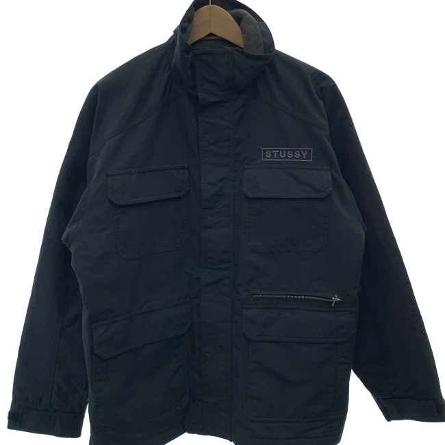 【中古】 STUSSY OLD STUSSY ナイロンジャケット 90s vintage 90年代 OLD 中綿ブルゾン ワンポイント 刺しゅう ストリート 古着 /2008|KINJIusedclothing