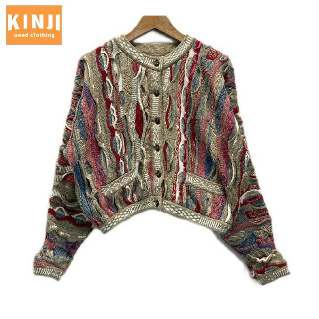 継続期間制限事項50％OFF! 【中古】 COOGI Classic 3D編み物 ジレー Uのど首 盛りだくさん名取り草 クロップド丈 ドルマンスリーブ オーストラリア連邦製 古着 /1930
