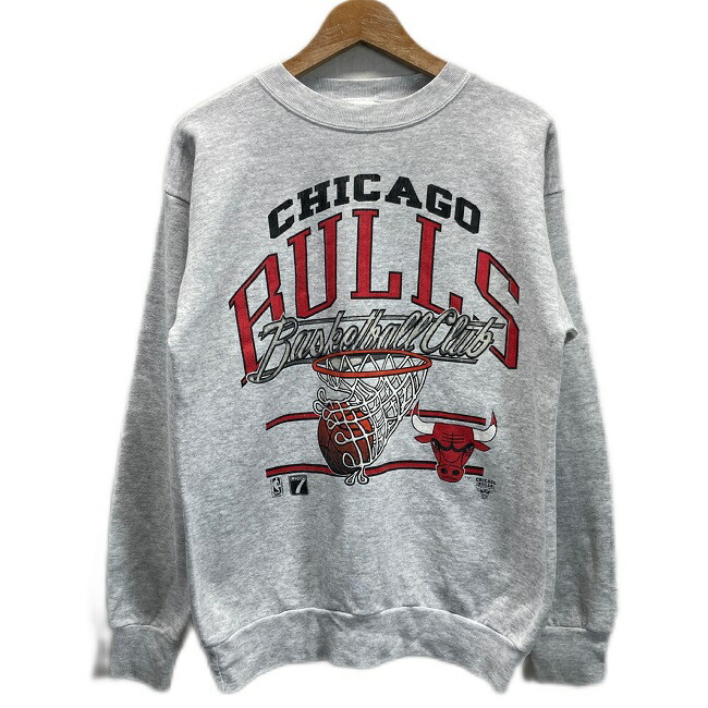 【中古】　TULTEX　スウェット　90&rsquo;s vintage　長袖　トレーナー　クルーネック　裏起毛　プリント　NBA　バスケットボール　CHICAGO BULLS　USA製　古着　/1283｜KINJIusedclothing 10,842円