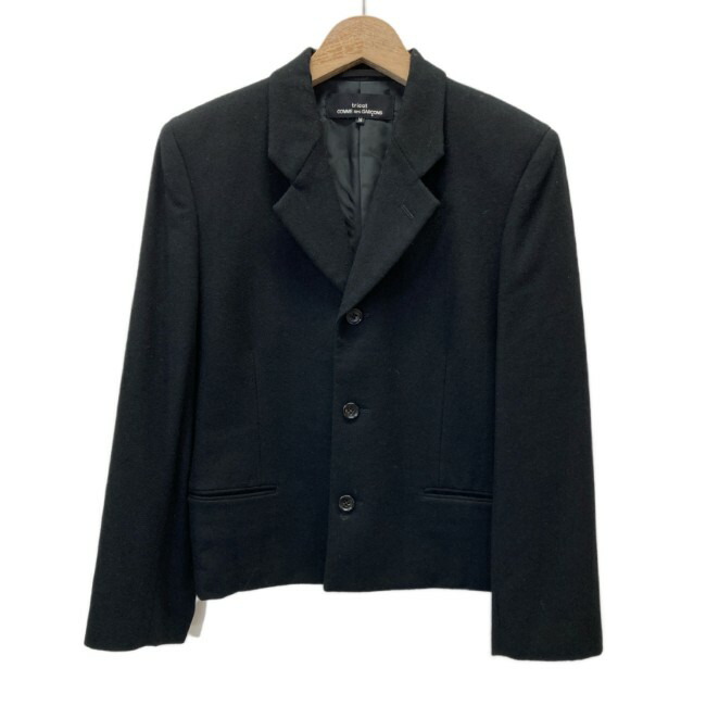 【中古】 tricot COMME des GARCONS テーラードジャケット 90s vintage 90年月日 羊毛上衣 アウター 無地 シングル名取り草 向こう正面衣嚢 AD1991 日本製 家庭的 古着 /2497