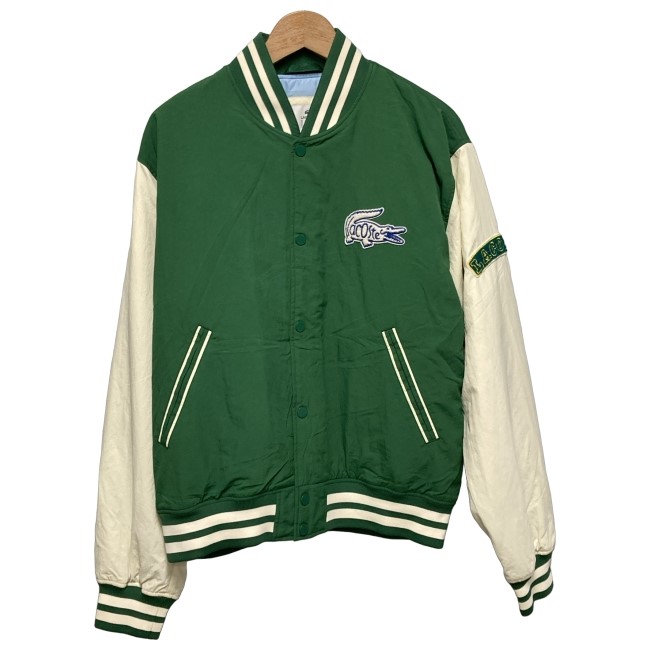 【中古】 LACOSTE スタジャン ナイロン前掛け 上衣 バイ色合い ワンポイント クロコダイル 紋章 古着 /0141