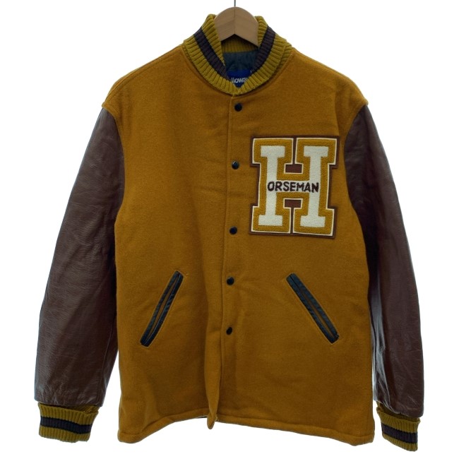 【中古】　Holloway　スタジャン　ブルゾン　ベースボールカラー　切替　無地　ワンポイント　ワッペン　USA製　古着　/0150｜KINJIusedclothing 9,856円