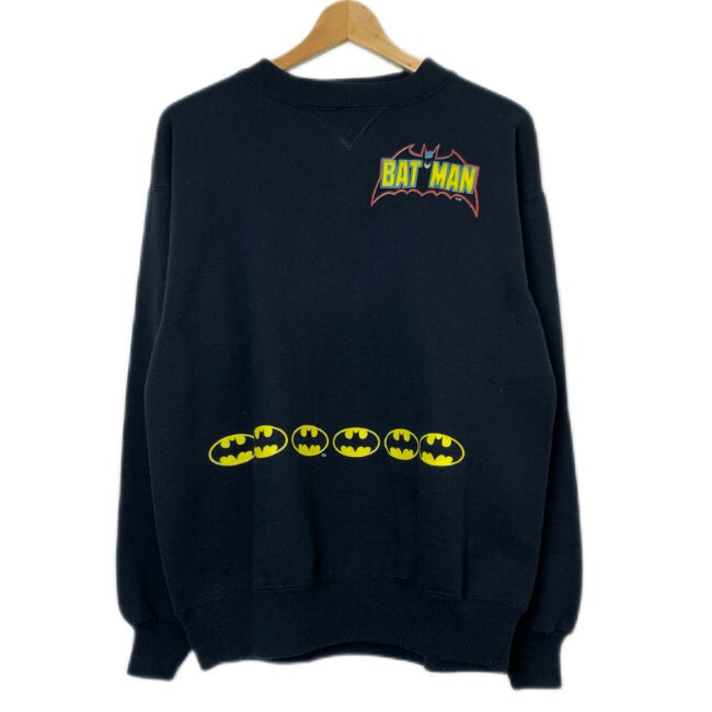 【中古】 Village mews 汗水 90s vintage 90年月日 (C)DC COMICS INC 長袖 調教師 労働者の一団のど首 裏起毛 Vガゼット 両面刷り上げる 文字記号 BAT MAN USA製 古着 /1581