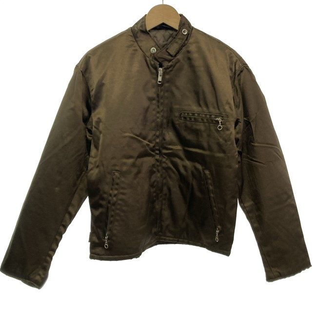 【中古】 Schott ナイロンジャケット シングルライダーズ フルジップ 無地 USA製 古着 /1587|KINJIusedclothing