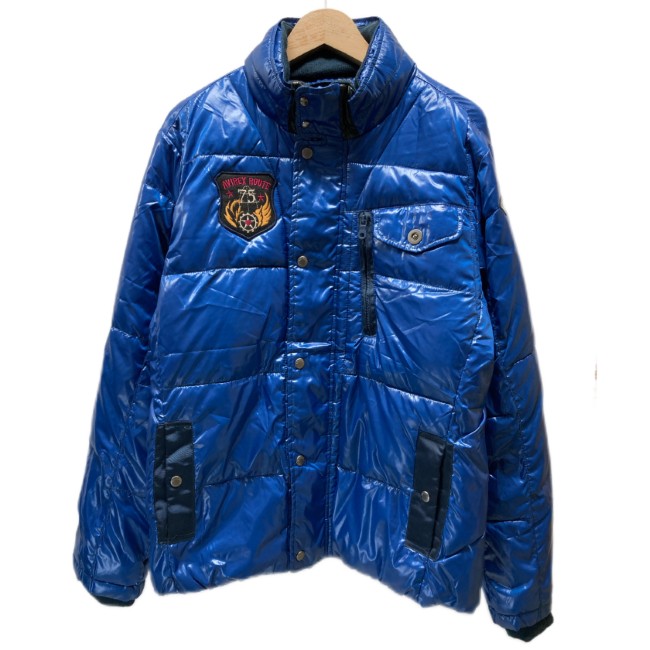 【中古】　AVIREX　ナイロンジャンパー　中綿ジャンパー　アウター　ハイネック　フルジップ　ブランドロゴ　ワッペン　アメカジ　古着　/1587｜KINJIusedclothing