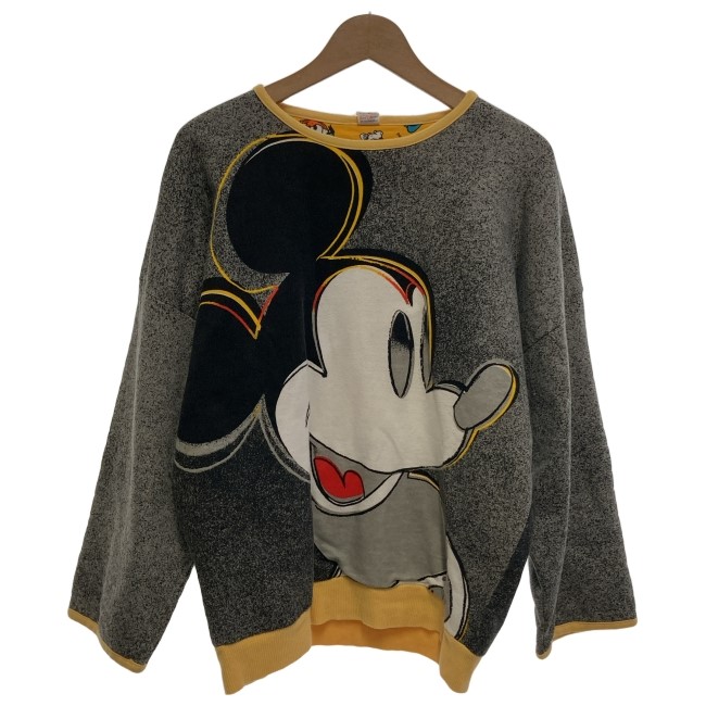 【中古】 Disney 汗水 長袖 (C)Walt Disney Productions 文字記号 ウォルトディズニー パディ 総柄 イタリア製 古着 /4381
