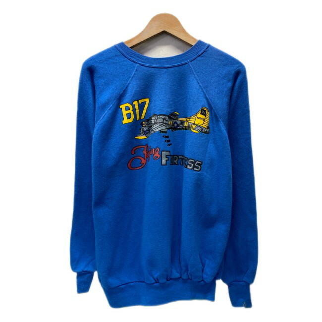 【中古】 PANNILL 汗水 70s-80s vintage 70年月日-80年月日 長袖 調教師 裏起毛 ラグラン 労働者の一団のど首 B17 Flying Fortress 飛行機 刷り上げる USA製 古着 /1591