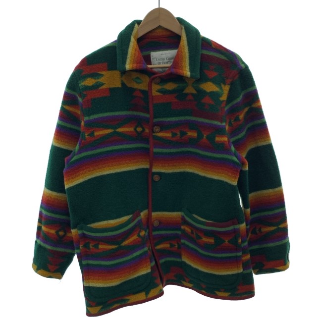 【中古】 UNITED COLORS OF BENETTON ウールジャケット フルボタン 総柄 イタリア製 古着 /1911|KINJIusedclothing