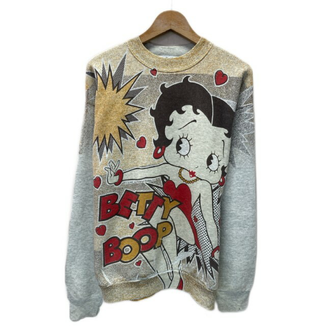 【中古】 FRUIT OF THE LOOM 汗水 90s vintage 90年月日 長袖 調教師 労働者の一団のど首 裏起毛 文字記号  BETTY BOOP ベティ 両面刷り上げる (C)K.F.S.Inc. USA製 古着 /1591