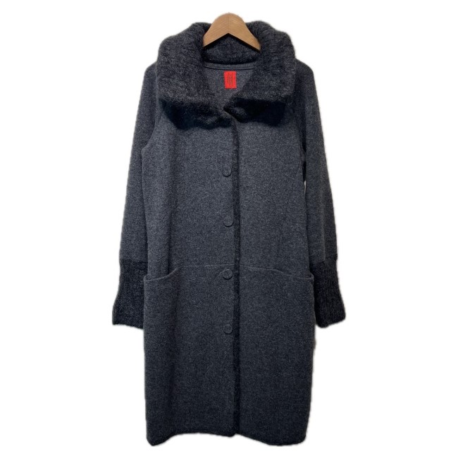 継続期間制限事項50％OFF! 【中古】 Heart ISSEY MIYAKE 羊毛厚地の外套 ロング厚地の外套 無地 羊毛 ナイロン ポリウレタン モヘア 襟つき 日本製 家庭的 古着 /2497