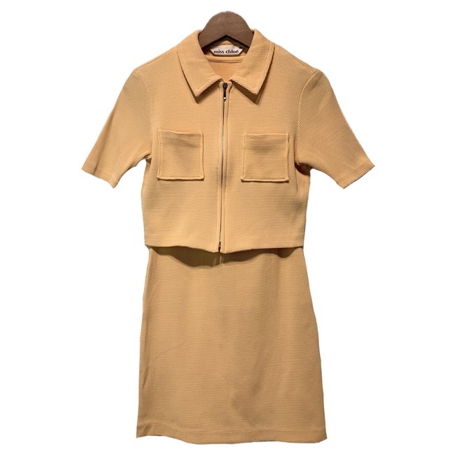 【中古】 miss chloe セットアップワンピース 半袖 ジャケット フルジップ ノースリーブワンピース ショート丈 2WAY 日本製 古着 /2495|KINJIusedclothing