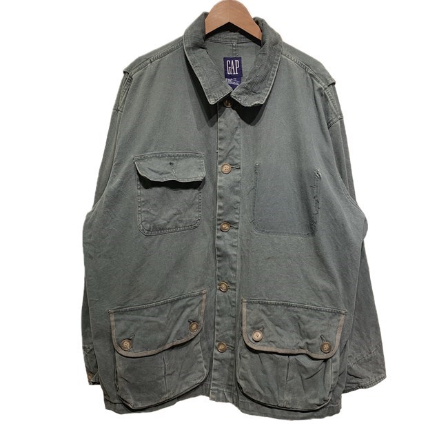 【中古】 GAP OLD GAP ハンティングジャケット 90s vintage 90年代 ブルゾン アウター 襟コーデュロイ 無地 フロントポケット オーバーサイズ 古着 /2010|KINJIusedclothing