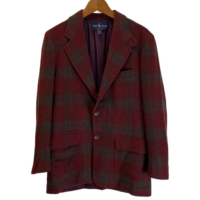 【中古】 RALPH LAUREN テーラードジャケット 90s vintage 90年代 OLD ウールジャケット チェック シングルボタン USA製 古着 /2005|KINJIusedclothing