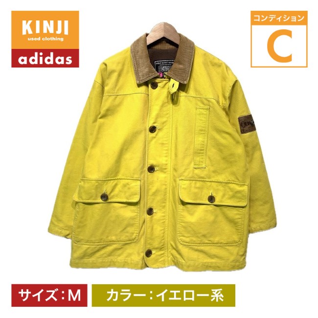 【中古】 adidas カバーオール 90s vintage 90年代 ハンティングジャケット 無地 襟コーデュロイ デサント製 ACT-857 日本製 スポーツ 古着 /0143|KINJIusedclothing