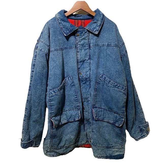 【中古】　South Mountain　デニムブルゾン　ジャケット　アウター　中綿　無地　フロントポケット　オーバーサイズ　古着　/1964｜KINJIusedclothing