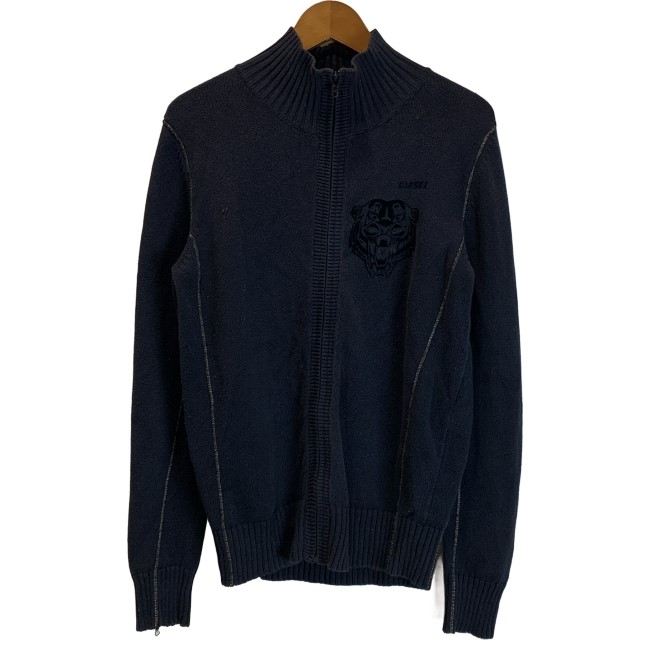 【中古】 DIESEL ジップアップセーター ハイネック フルジップ 編み物 ワンポイント 刷り上げる 古着 /1582