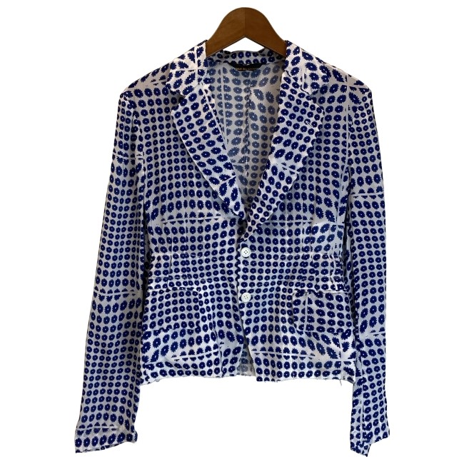 【中古】 COMME des GARCONS テーラードジャケット シングル名取り草 総柄 花柄 AD2000 日本製 家庭的 古着 /2496