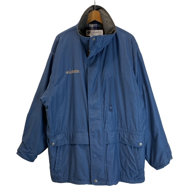 【中古】 Columbia ナイロン前掛け 御山上衣 ハイネック フルジップ 無地 ワンポイント 縫い アウトドア 古着 /1152