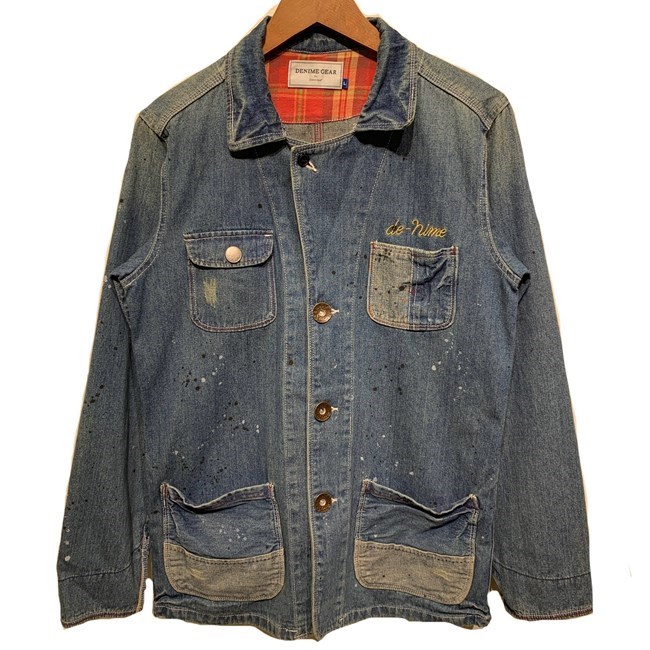 【中古】 DENIME GEAR 覆いかぶせる櫂 Gジャン アウター 絵の具 ワンポイント 刺繍 向こう正面衣嚢 アメカジ 古着 /1584